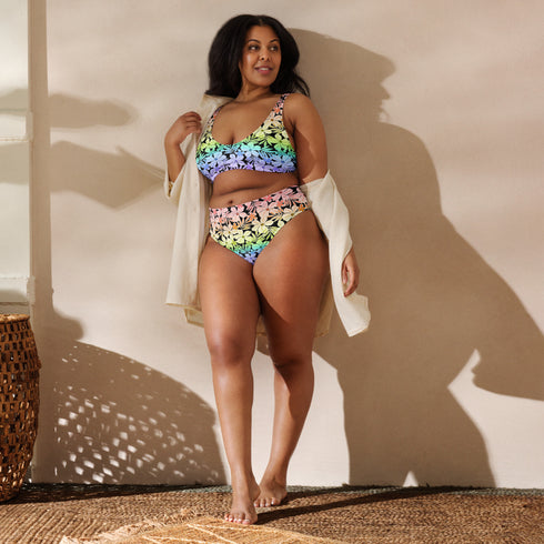 LGBTQ Rainbow Pride Aloha High-Waisted Bikini